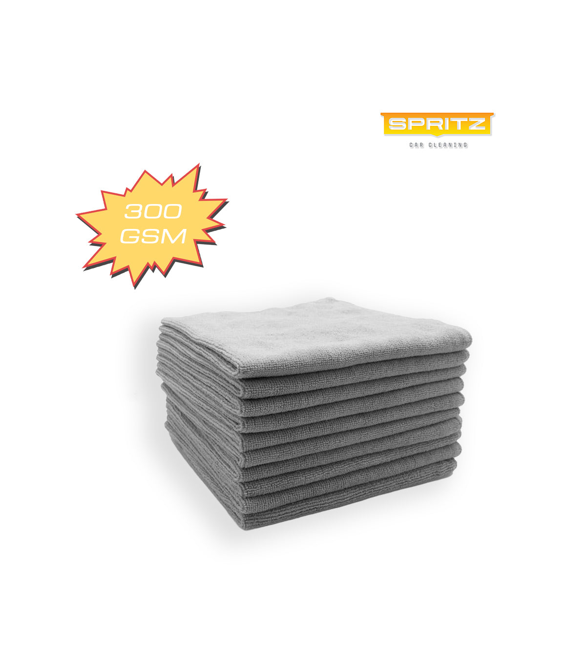 Pack of 10 - Spritz Microfibre Cloths 300GSM 40 × 40cm Grey