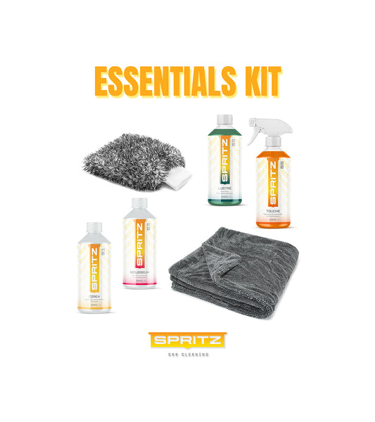 Spritz Essentials Bundle - Pre-wash, Snow foam, Shampoo, Quick Detailer, Wash Mitt and Drying Towel